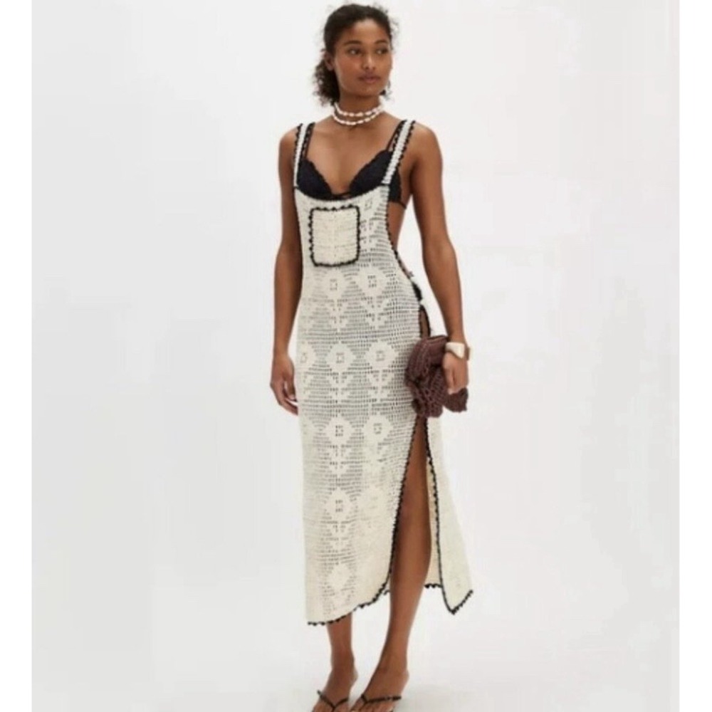 NWT!  Bali Heydayz Crochet Skirt Overall Swim Coverup Side Buttons Pocket ~Small